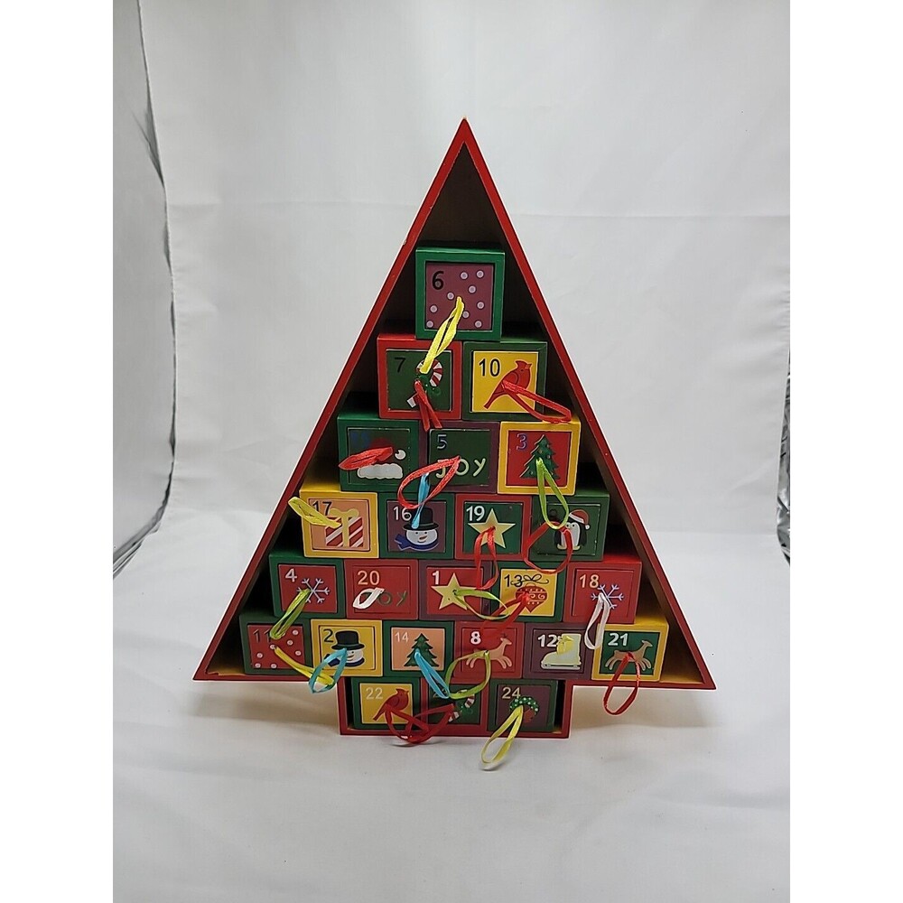 Calendar Countdown To Christmas Self Standing Wooden Pyramid Tower Tree